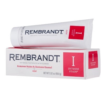 slide 1 of 13, Rembrandt Intense Stain Whitening Mint Toothpaste with Fluoride 3.5 ea, 3.50 ct