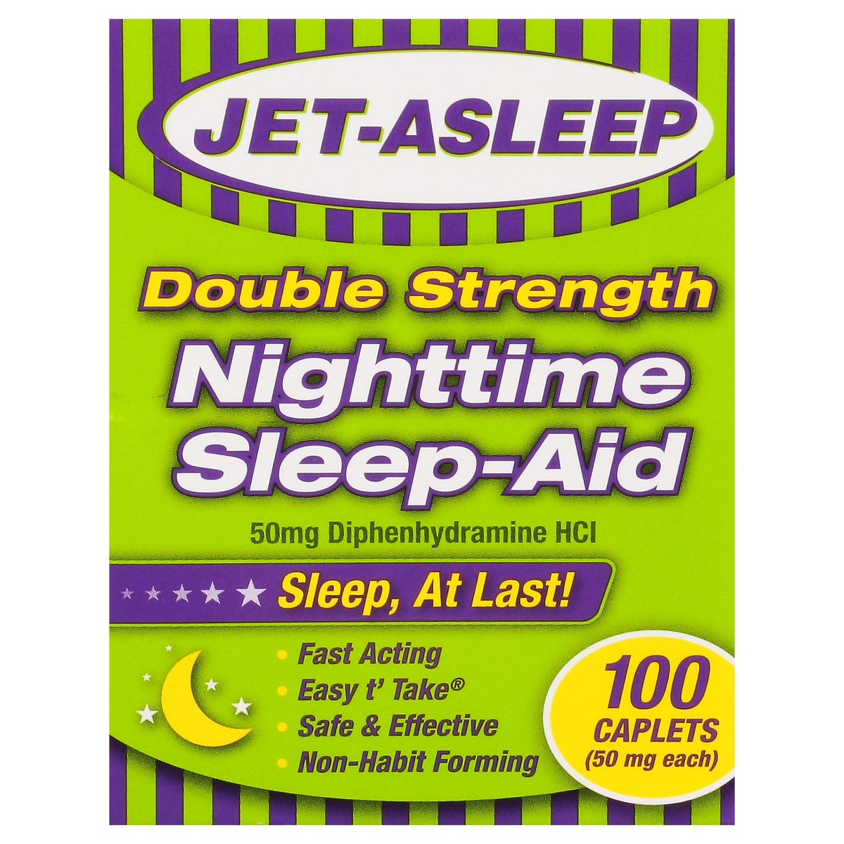 slide 1 of 9, Jet-Asleep Double Strength 50 mg Nighttime Sleep-Aid 100 Caplets, 100 ct