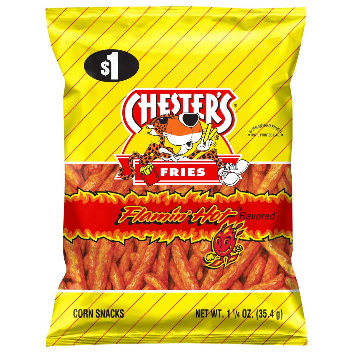 slide 2 of 2, Chester's Fries Corn Snacks Flamin' Hot Flavored 1 1/4 Oz, 1.25 oz