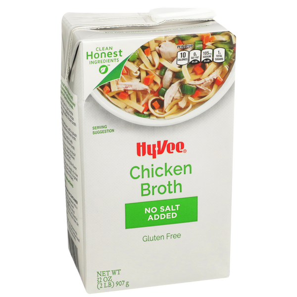 slide 1 of 1, Hy-vee Chicken No Salt Added Broth, 32 oz