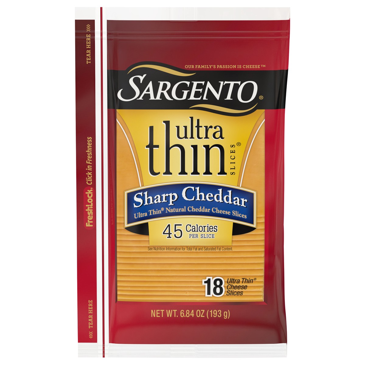 slide 1 of 8, Sargento Sharp Natural Cheddar Cheese Ultra Thin Slices, 18 Slices, 18 ct