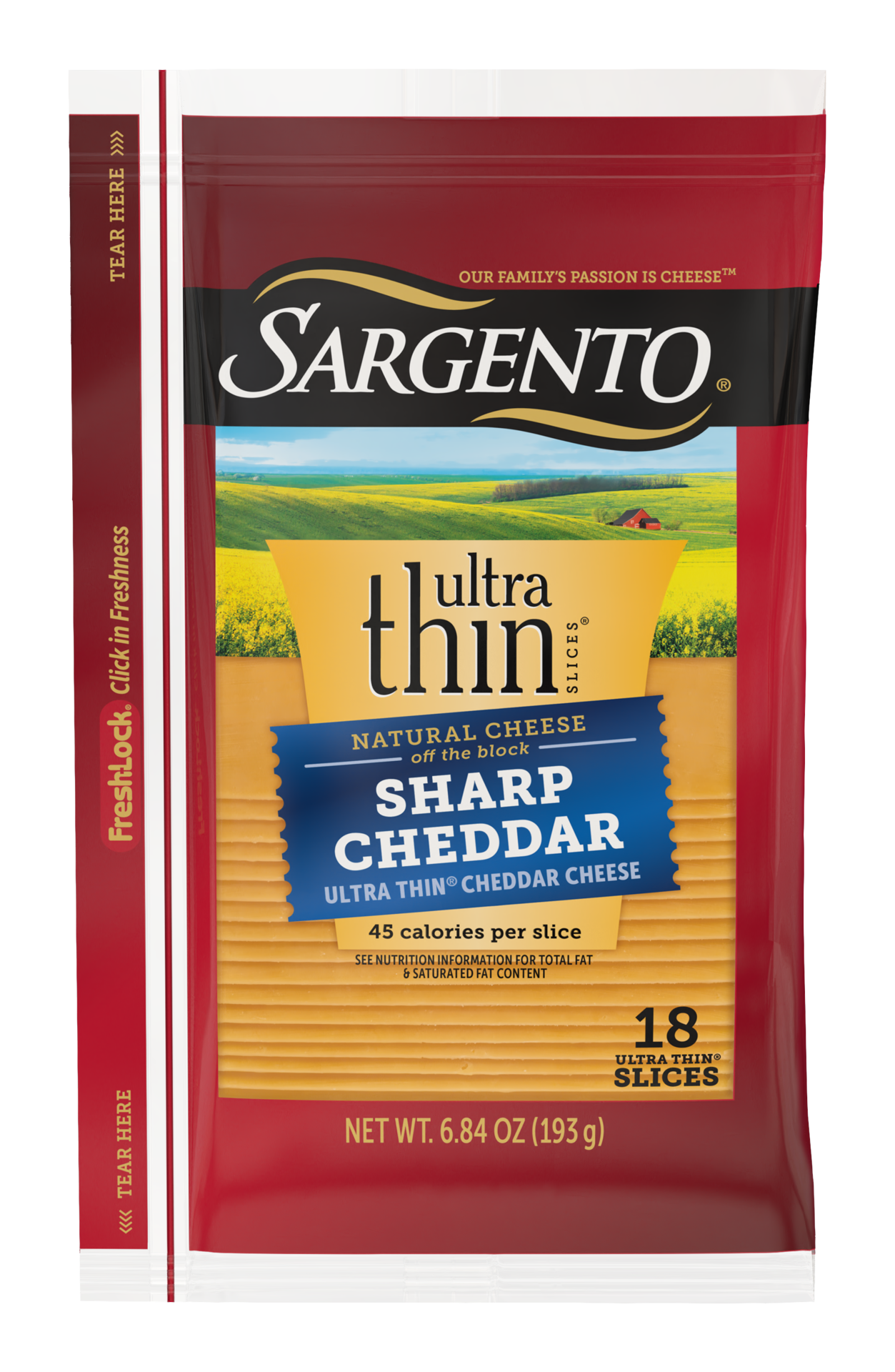 slide 1 of 8, Sargento Sharp Natural Cheddar Cheese Ultra Thin Slices, 6.84 oz., 18 slices, 6.84 oz