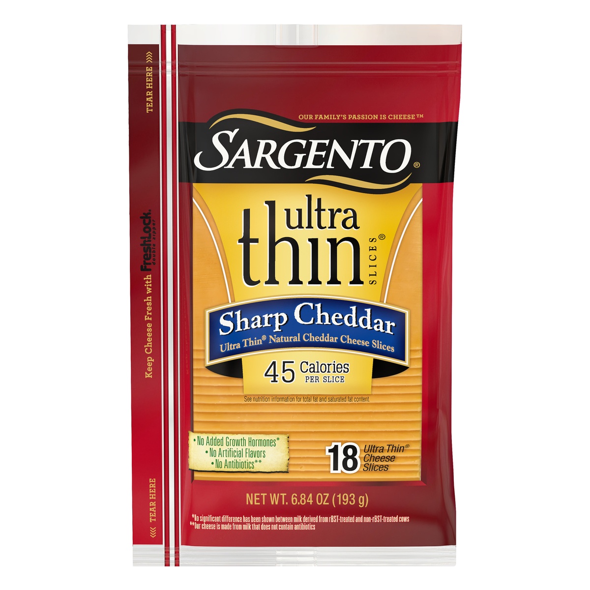 slide 1 of 6, Sargento Ultra Thin Sharp Cheddar Cheese Slices, 18 ct