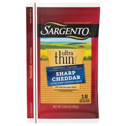Sargento Sharp Natural Cheddar Cheese Ultra Thin Slices, 18 Slices