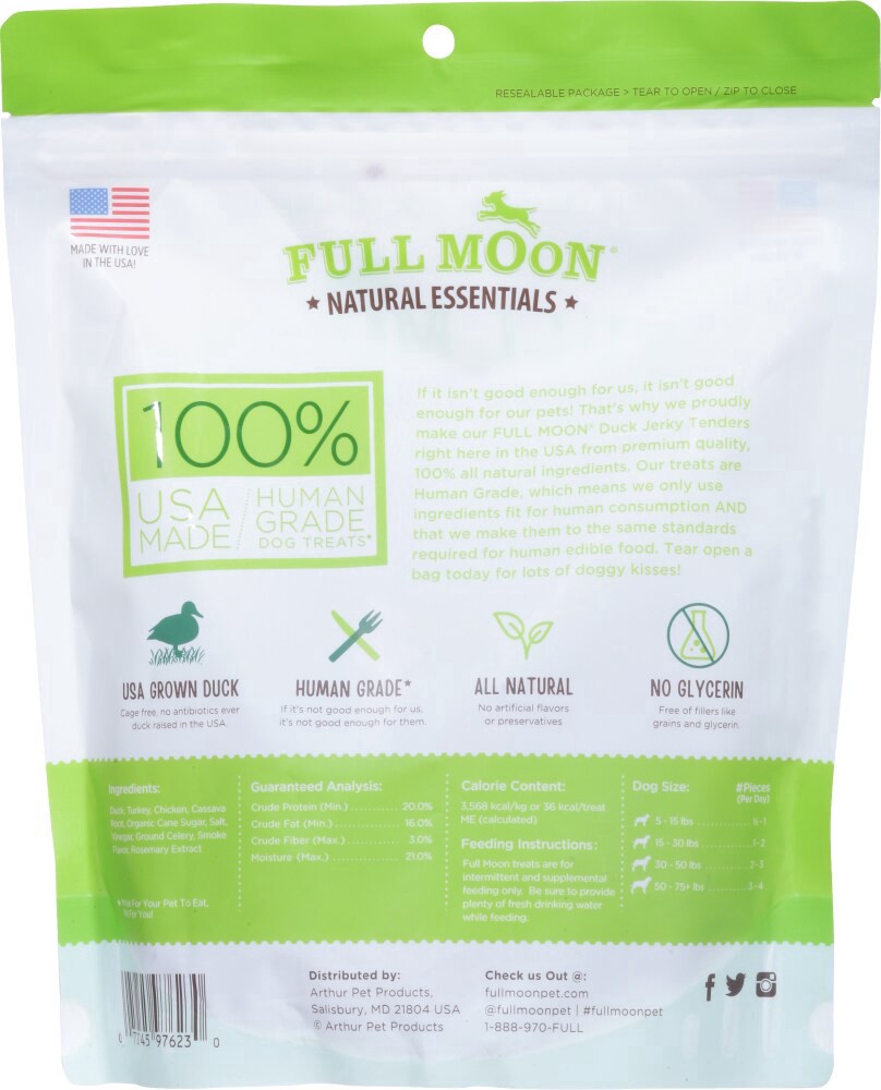slide 2 of 3, Full Moon Jerky Tenders Cage Free Duck Recipe Dog Treats 14 oz, 14 oz