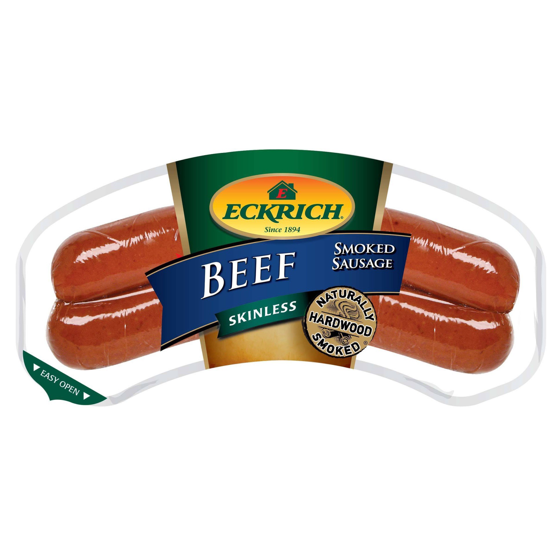 slide 1 of 9, Eckrich Beef Skinless Smoked Sausage, 10 oz, 10 oz