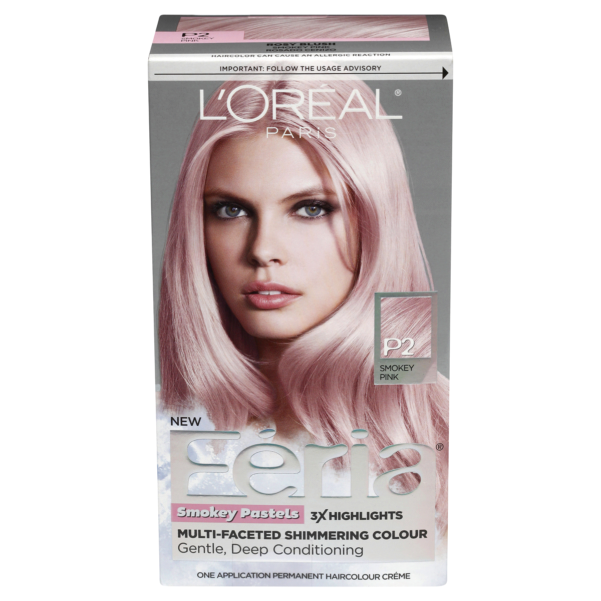 slide 1 of 1, L'Oréal Feria Smokey Pastels Hair Color - P2 Smokey Pink, 1 ct