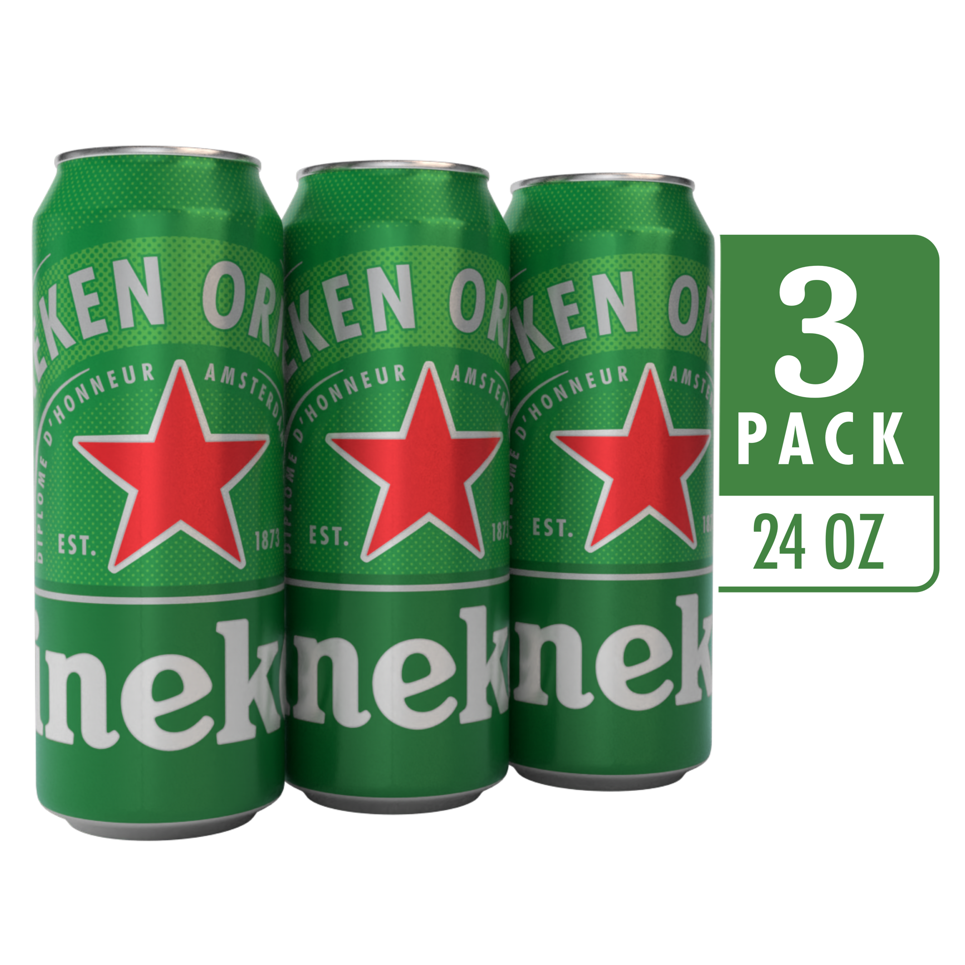 slide 1 of 7, Heineken Original Lager Beer, 3 Pack, 24 fl oz Cans, 24 oz