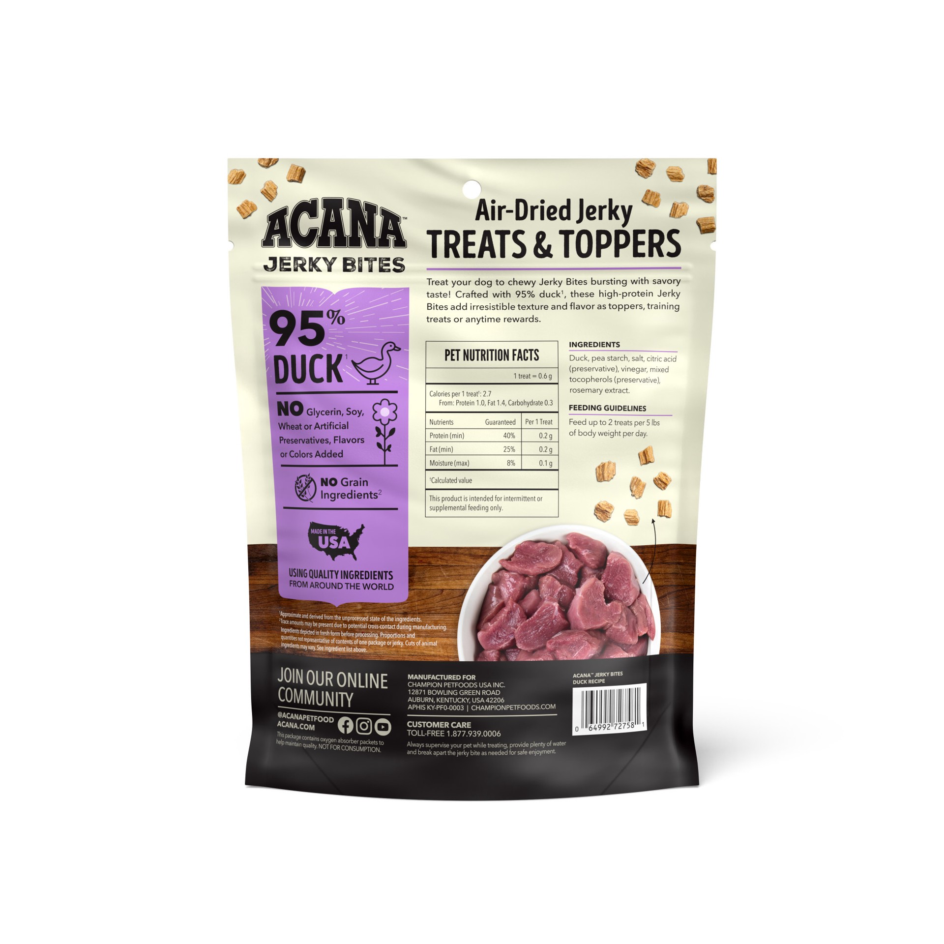 slide 2 of 2, ACANA Duck Recipe Jerky Bites Dog Treats, 6 oz., 6 oz