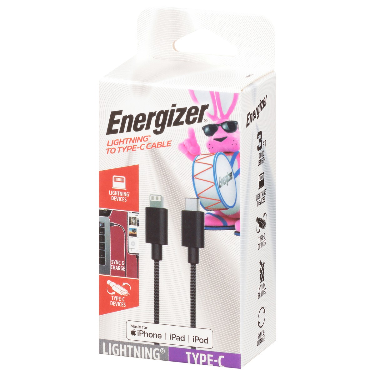 slide 3 of 4, Energizer Lightning Type-C Cable 1 ea, 1 ct