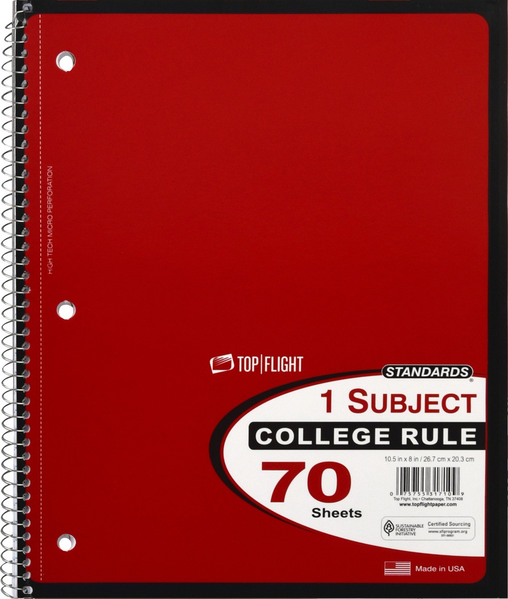 slide 5 of 9, Top Flight College Ruled 1-Subject Notebook - Assorted, 1 ct