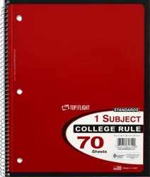 Top Flight Standards 70 Sheets 1 Subject College Rule Notebook