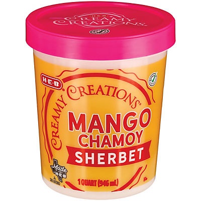 slide 1 of 1, H-E-B Select Ingredients Creamy Creations Mango Chamoy Sherbet, 1 qt