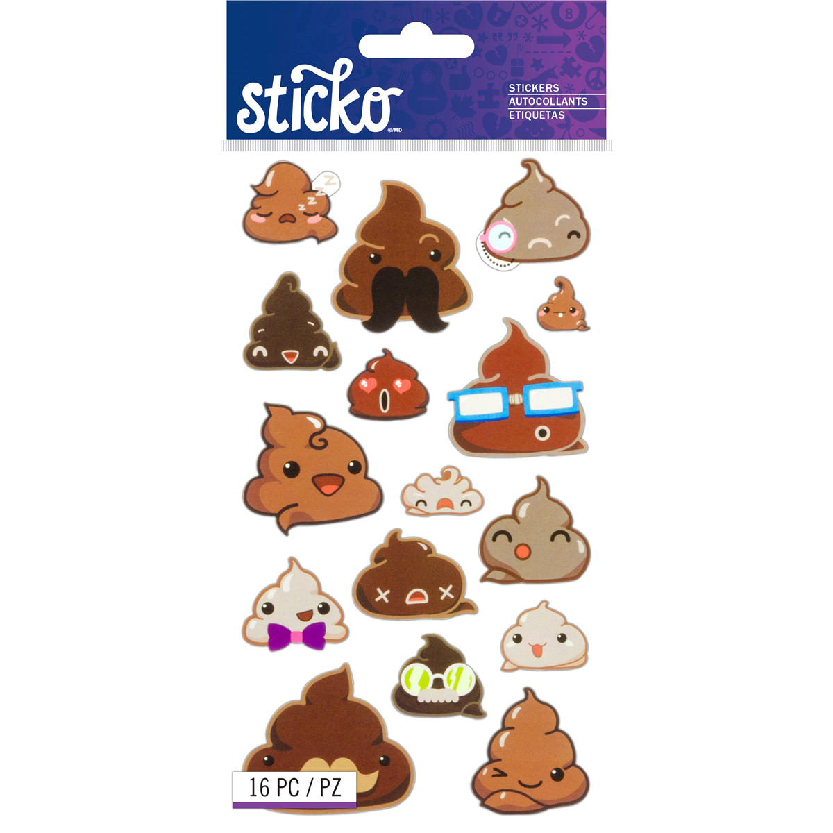 slide 1 of 1, Sticko Stickers Funny Frosting, 16 ct