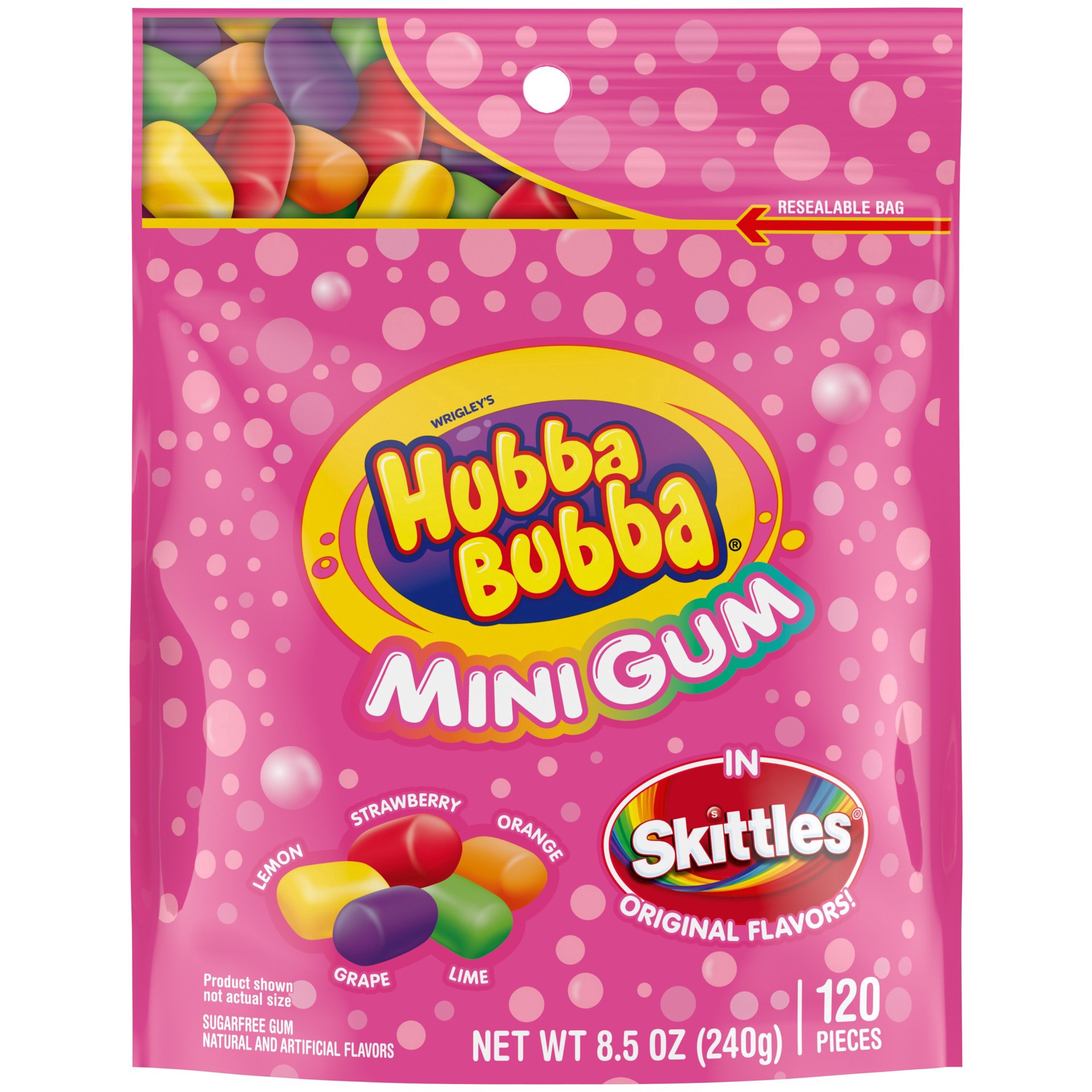 slide 1 of 6, Hubba Bubba Skittles Flavored Mini Gum - 120 ct, 120 ct