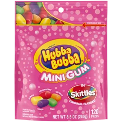 HUBBA BUBBA Minis SKITTLES Flavored Bubble Gum, 120 Ct Resealable Bag