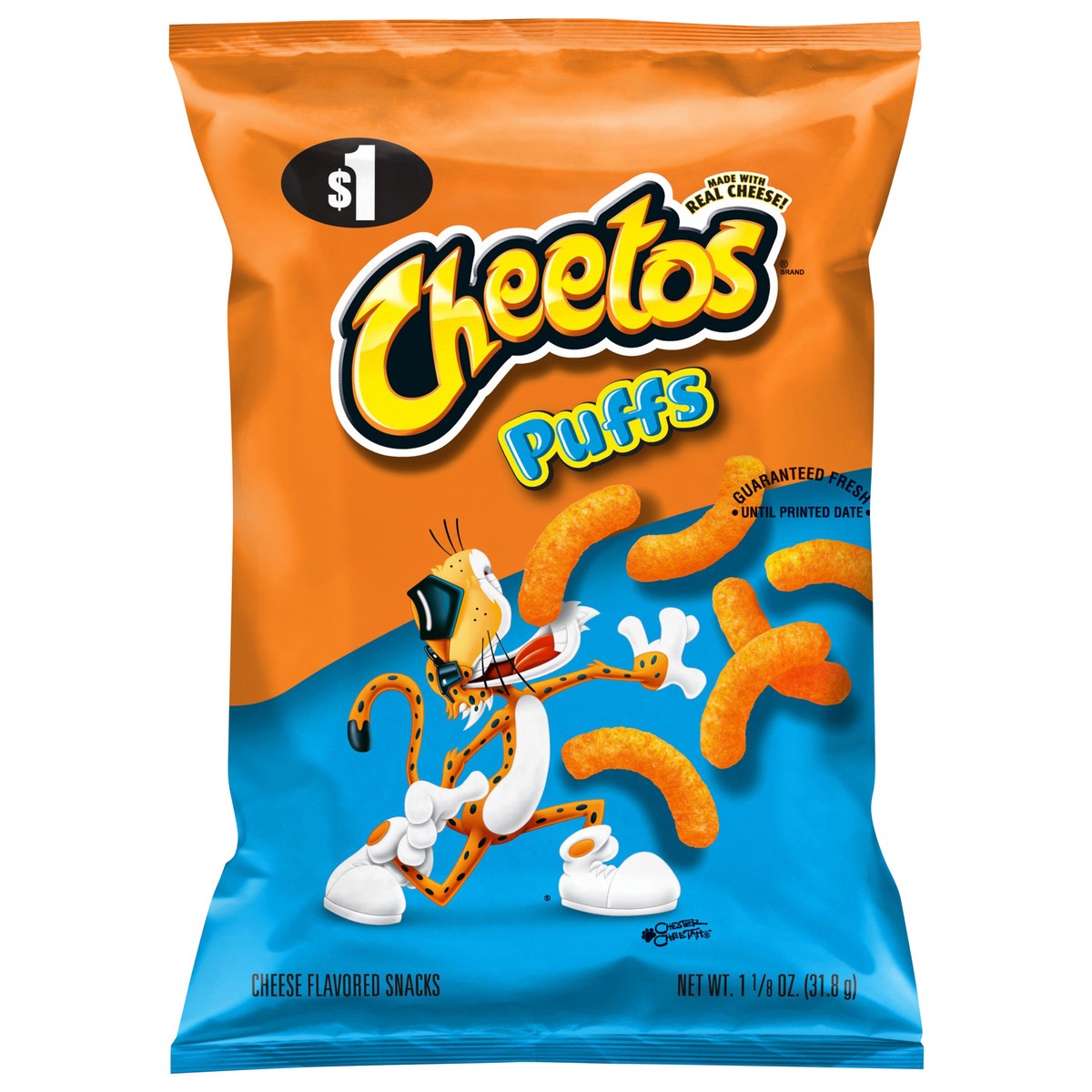 slide 2 of 2, Cheetos Puffs Cheese Flavored Snacks 1 1/8 Oz, 1.12 oz