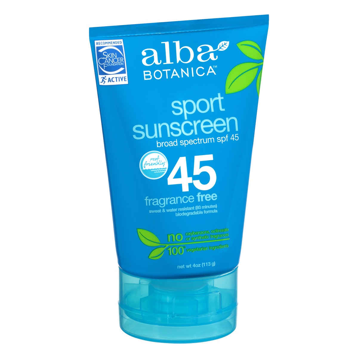 slide 2 of 8, Alba Botanica Fragrance Free Broad Spectrum SPF 45 Sport Sunscreen Lotion 4 oz. Tube, 4 oz