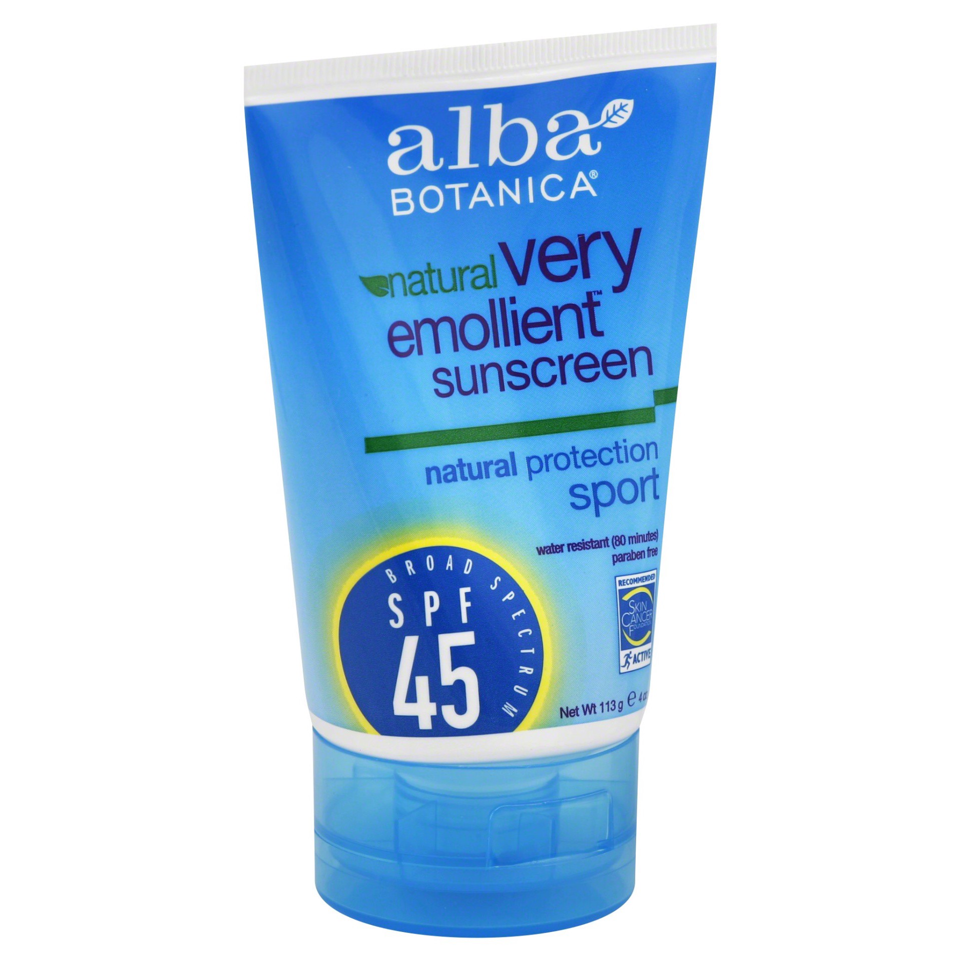 slide 1 of 8, Alba Botanica Fragrance Free Broad Spectrum SPF 45 Sport Sunscreen Lotion 4 oz. Tube, 4 oz