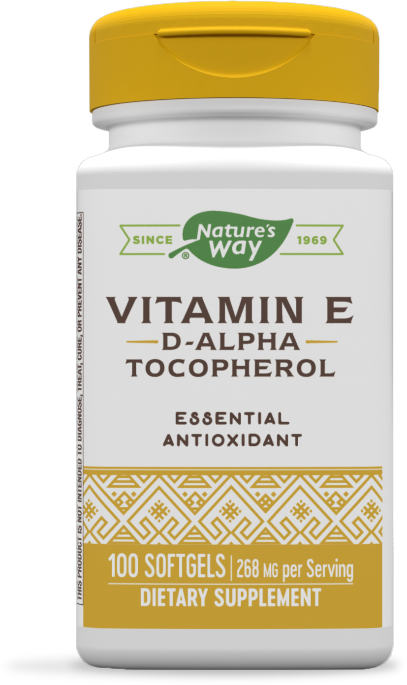 slide 1 of 1, Nature's Way Vitamin E D-Alpha Tocopherol - 268 mg per serving - Antioxidant – Essential Nutrient for Heart Muscle Cells* - Gluten Free - 100 Softgels, 100 ct