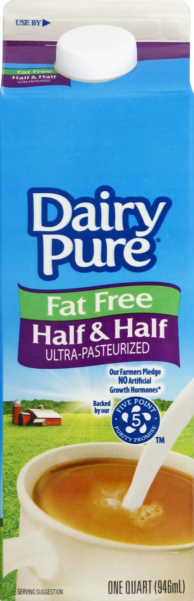 slide 4 of 4, Dairy Pure Fat-Free Half & Half, 1 Quart, 1 qt