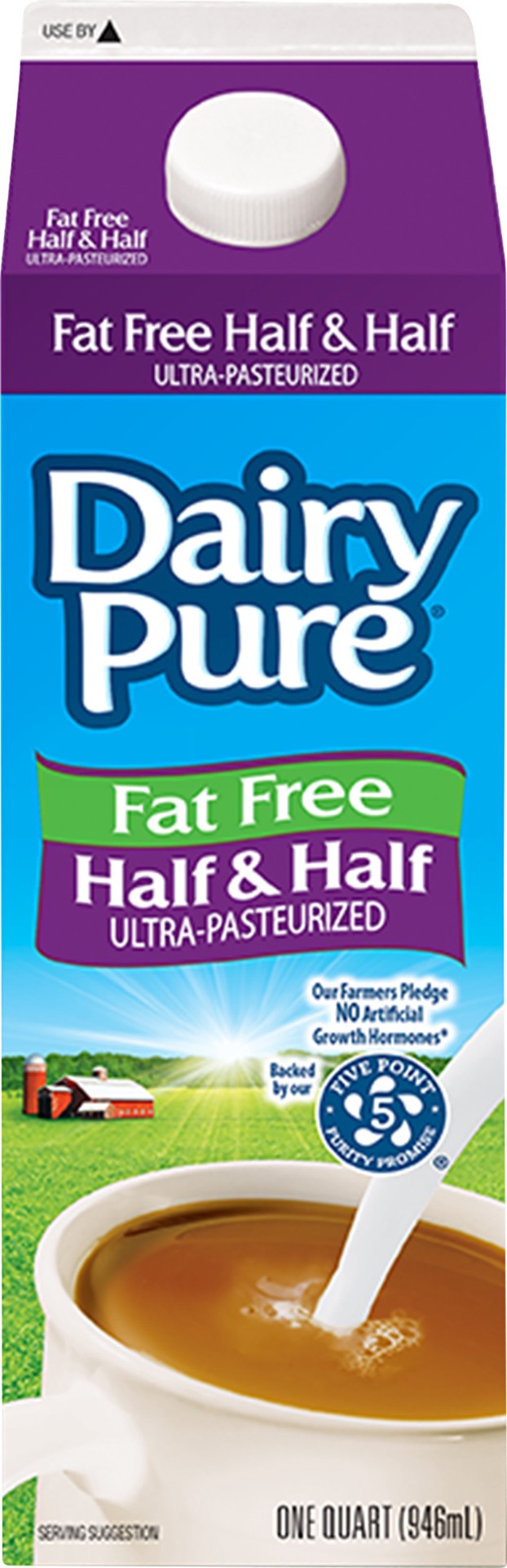 slide 1 of 4, Dairy Pure Fat-Free Half & Half, 1 Quart, 1 qt