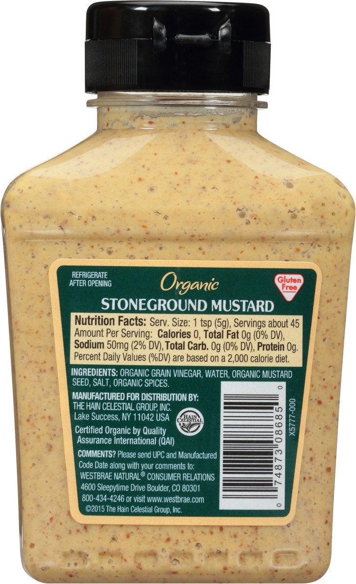 slide 7 of 11, Westbrae Natural Hain Westbrae Vegetarian Organic Stoneground Mustard, 8 oz