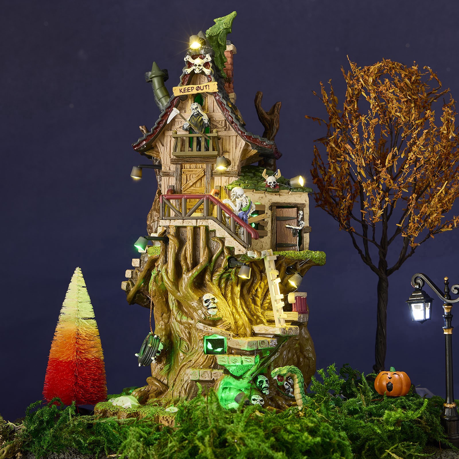 slide 2 of 5, Lemax Spooky Town Petrified Forest Tree House, 10 in x 7 in x 7 in