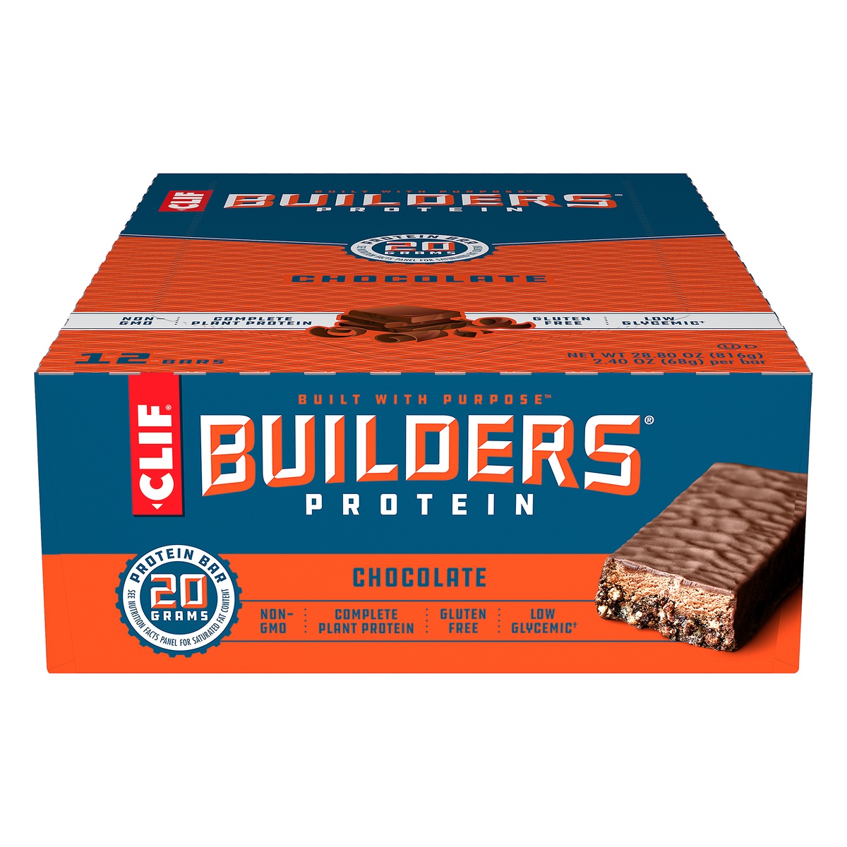 slide 1 of 10, CLIF Builder's Protein Bar - Chocolate, 12 ct