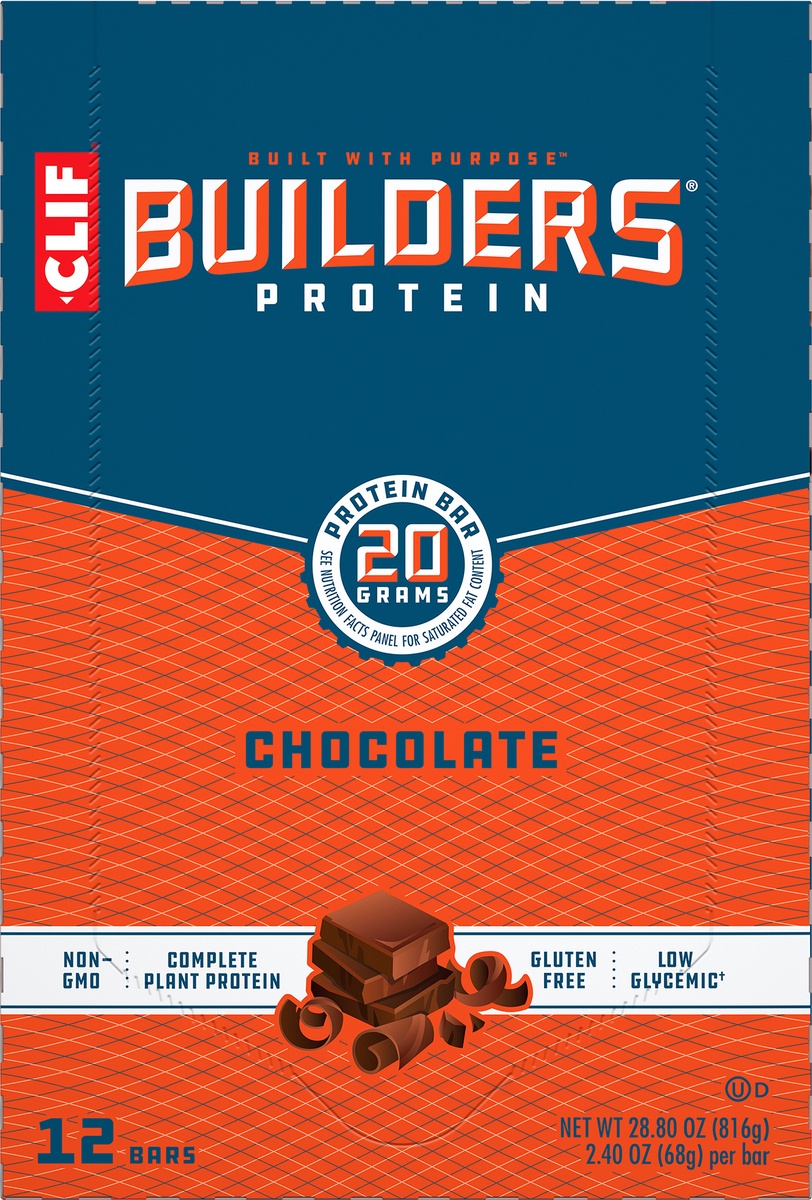 slide 6 of 10, CLIF Builder's Protein Bar - Chocolate, 12 ct