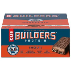 CLIF BUILDERS Protein Bars - Chocolate Flavor - 20g Plant Based Protein - Gluten Free - Non-GMO - Low Glycemic - No Artificial Sweeteners - 2.4 oz. (12 Pack)