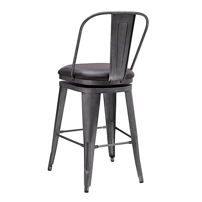 slide 3 of 5, Pulaski Metal Swivel Bar Stool - Graphite/Brown, 1 ct