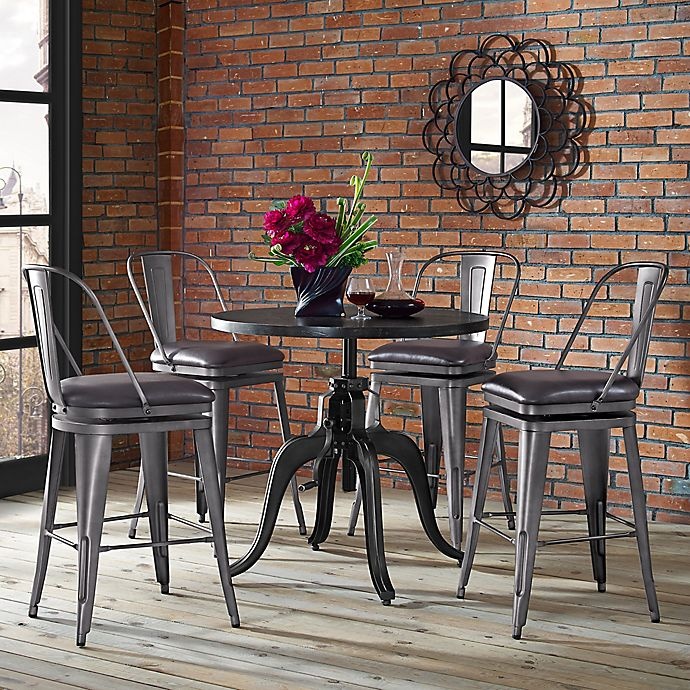 slide 5 of 5, Pulaski Metal Swivel Bar Stool - Graphite/Brown, 1 ct