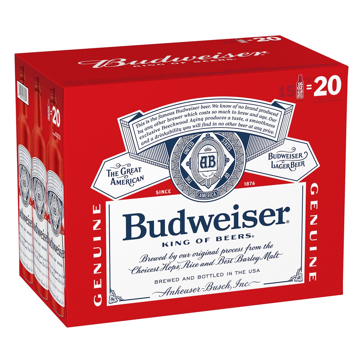 slide 5 of 9, Budweiser Lager Beer 15 - 16 fl oz Bottles, 15 ct; 16 oz