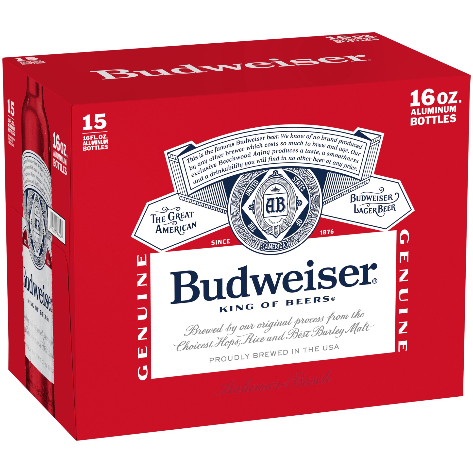 slide 1 of 9, Budweiser Lager Beer 15 - 16 fl oz Bottles, 15 ct; 16 oz