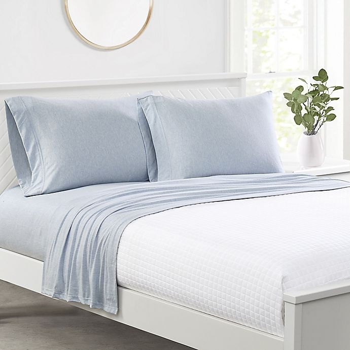 slide 1 of 2, Simply Essential Heathered Cotton Jersey Twin XL Sheet Set - Light Blue, 1 ct