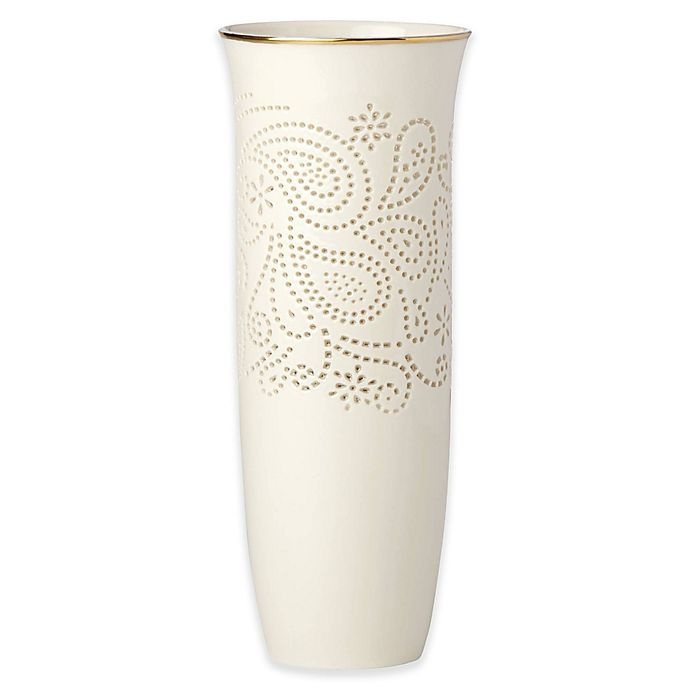 slide 1 of 1, Lenox Pierced Paisley Vase, 9 in