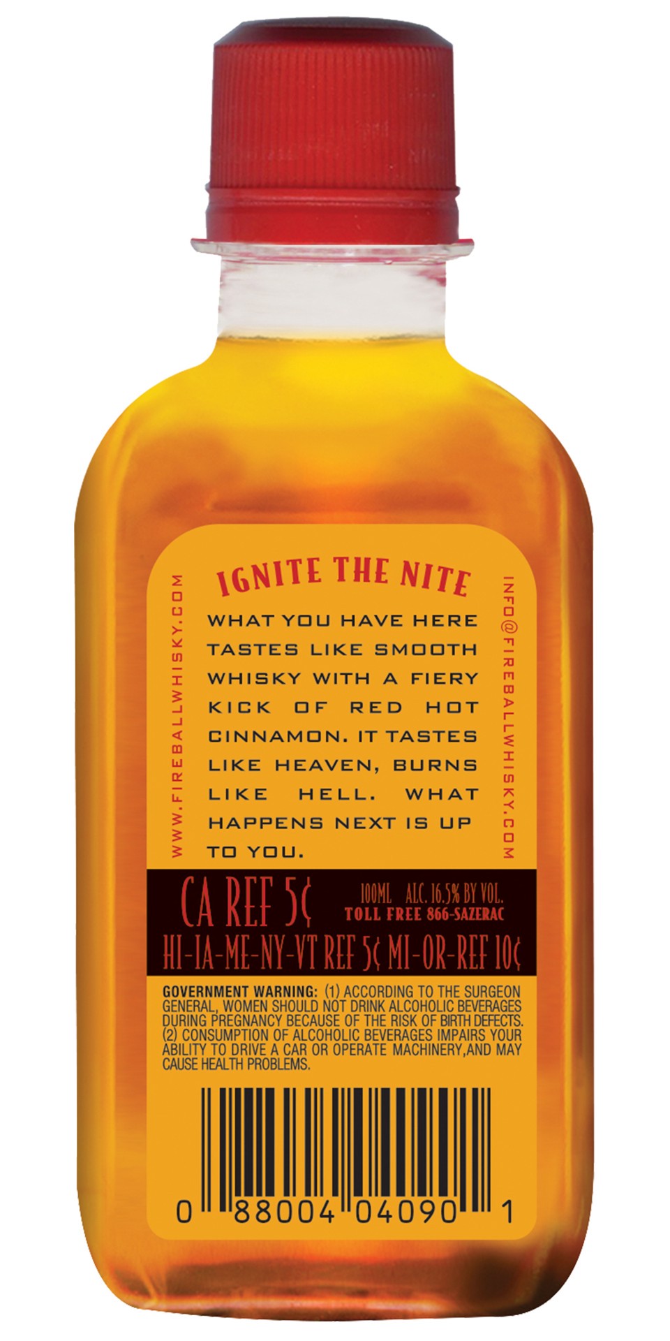 slide 2 of 2, Fireball Cinnamon Malt Beverage, 100ml Plastic Bottle, 33 Proof, 100 ml