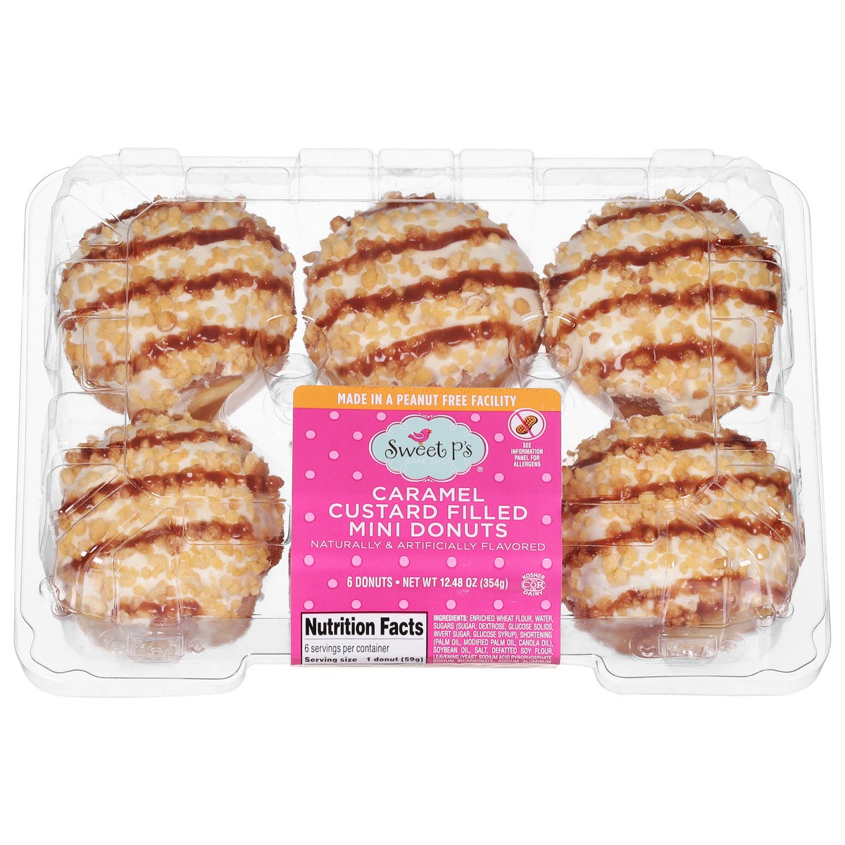 slide 1 of 15, Sweet P's Bake Shop Caramel Custard Filled Donuts - 6 ct, 12 oz