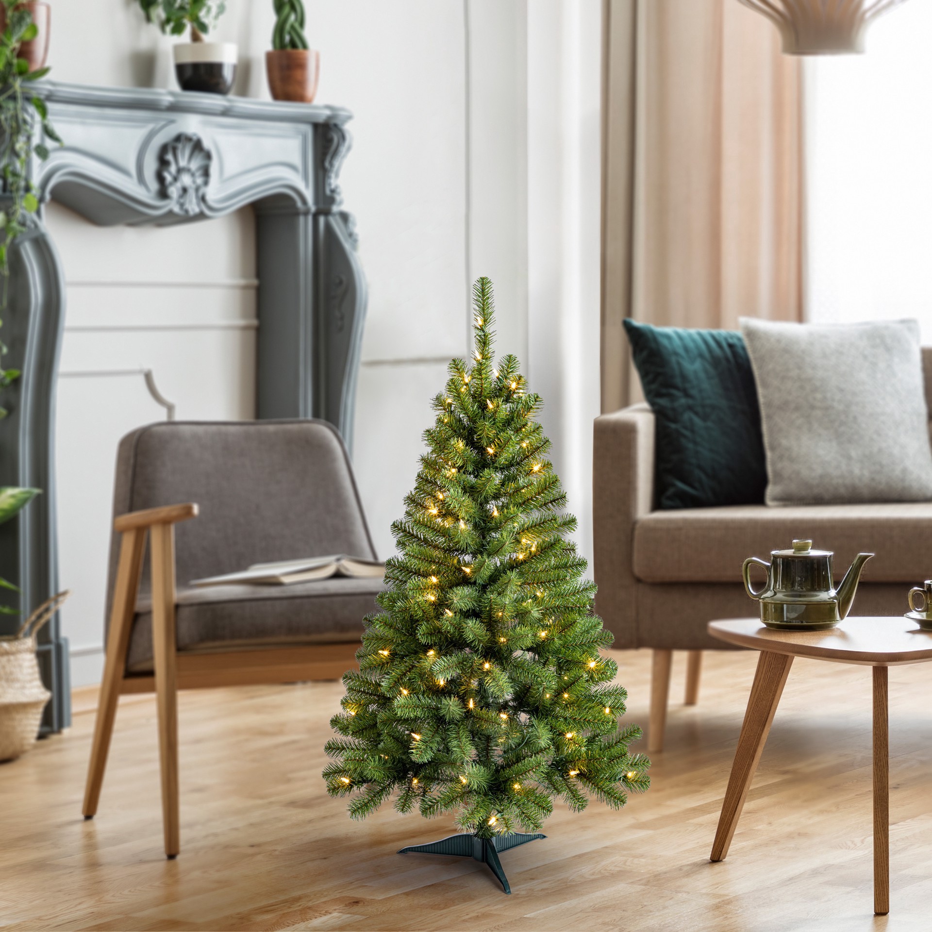 slide 3 of 7, 4ft. Pre-Lit Lakewood Spruce Artificial Christmas Tree, Warm White Led Lights By Ashland, 4 ft