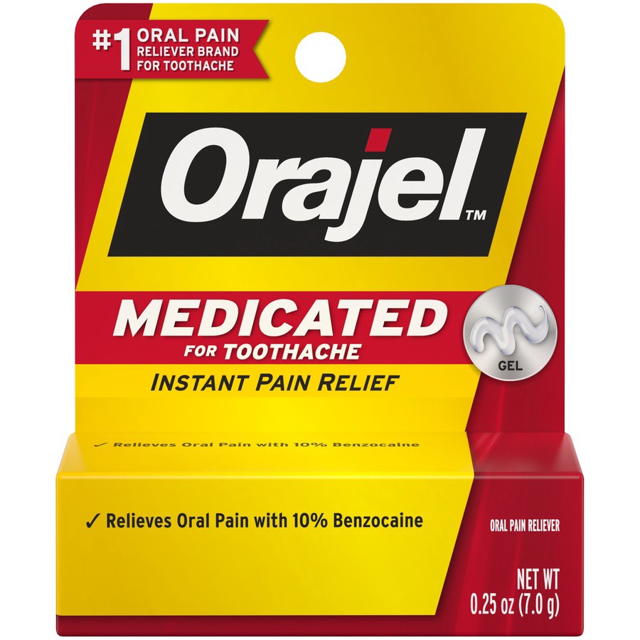 slide 1 of 4, Orajel Medicated For Toothache Gel .25 OZ, 0.25 oz