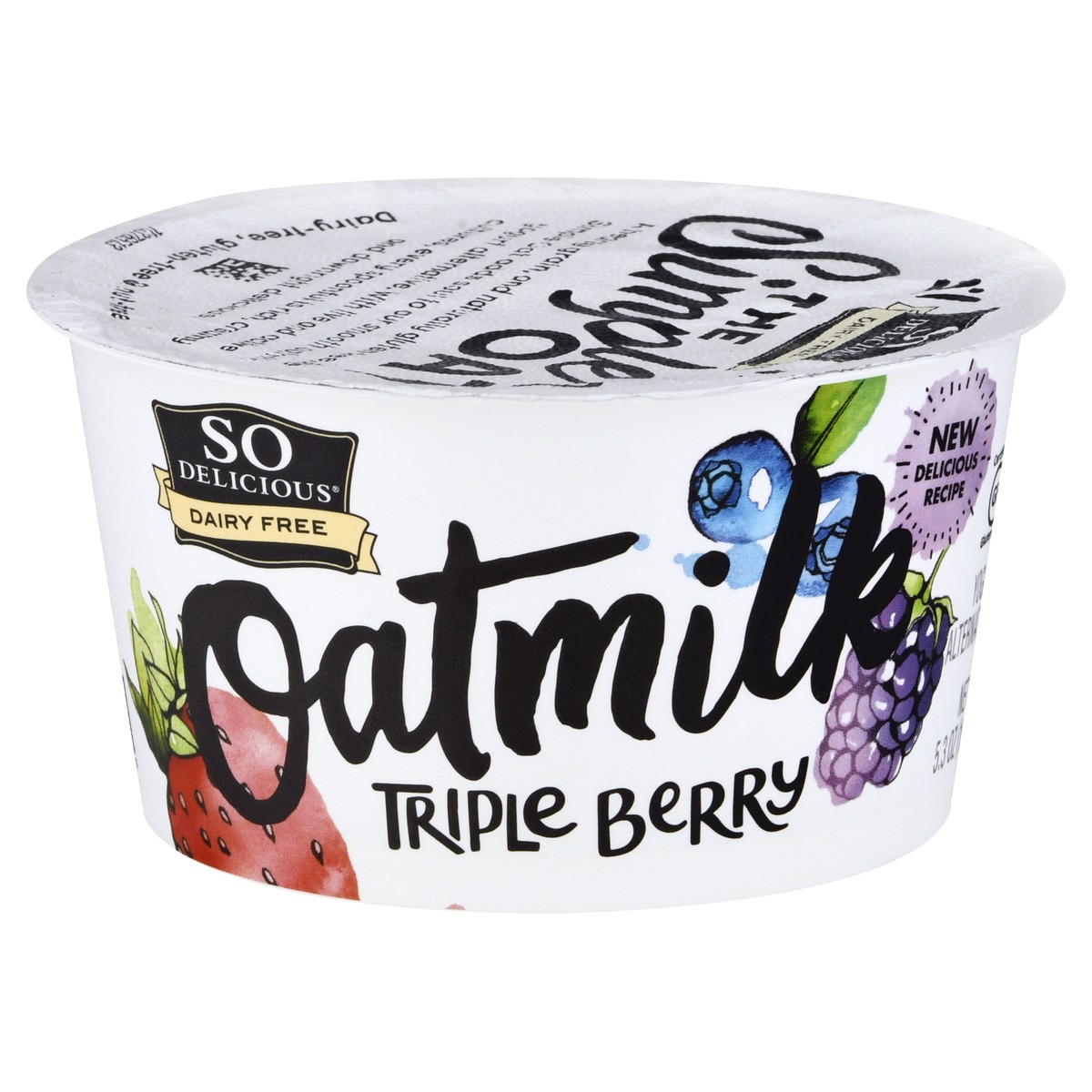 slide 1 of 10, So Delicious Dairy Free Oat Milk Yogurt Alternative, Triple Berry, Vegan, 5.3 oz., 5.3 oz