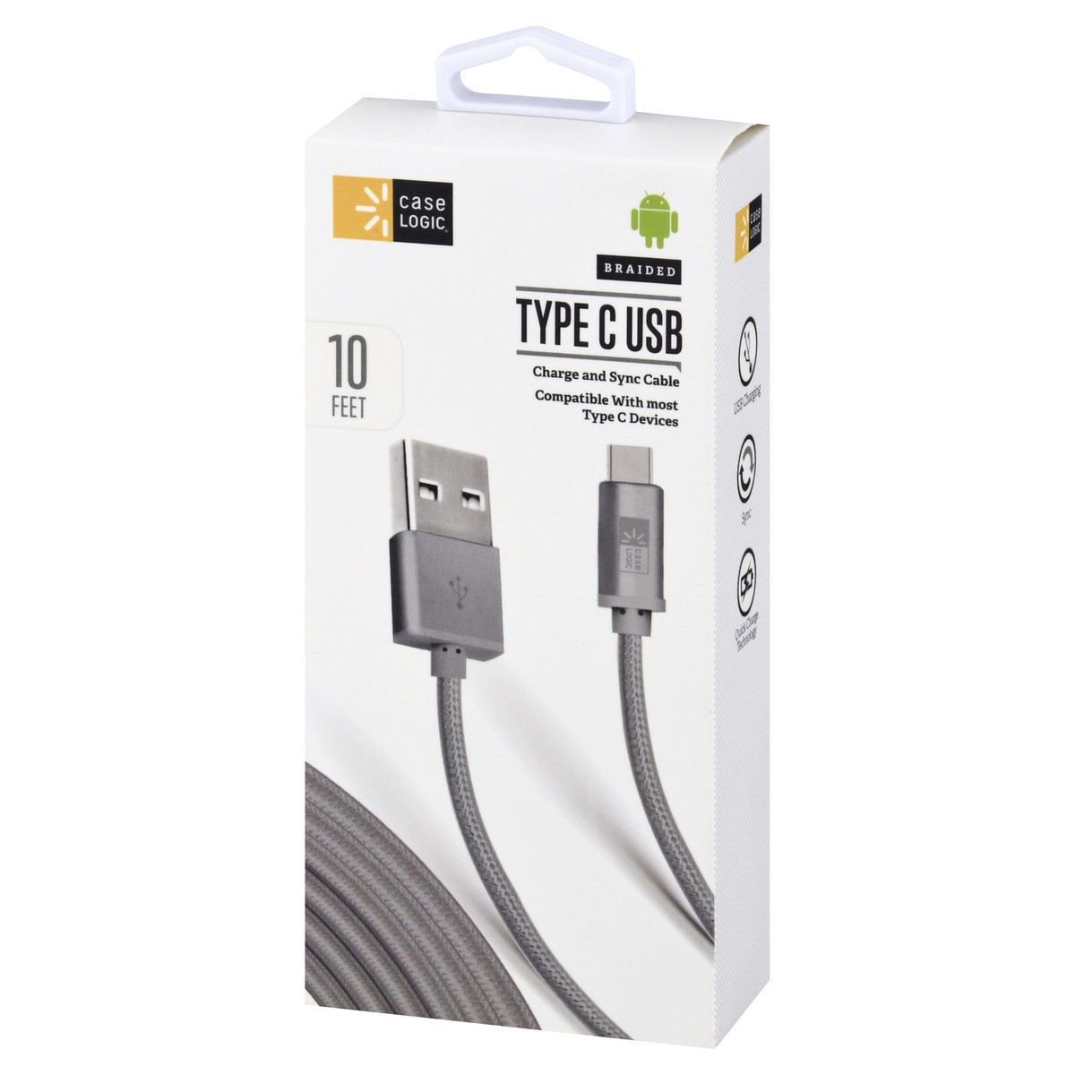 slide 3 of 9, Case Logic C Type Fabric Cable Gray, 1 ct