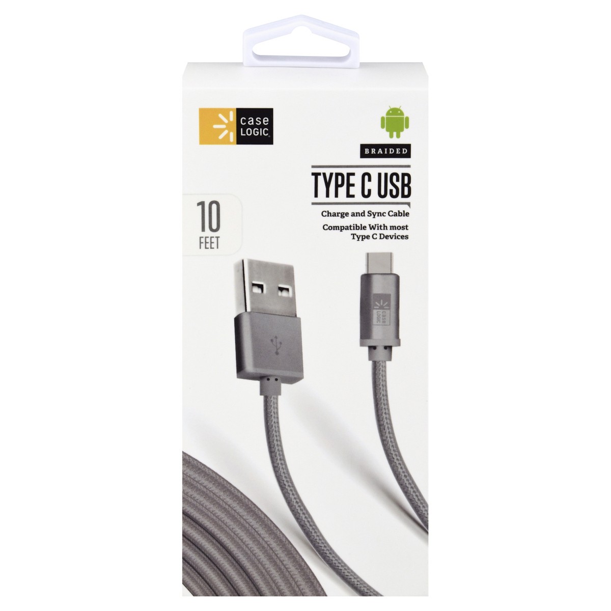 slide 1 of 9, Case Logic C Type Fabric Cable Gray, 1 ct