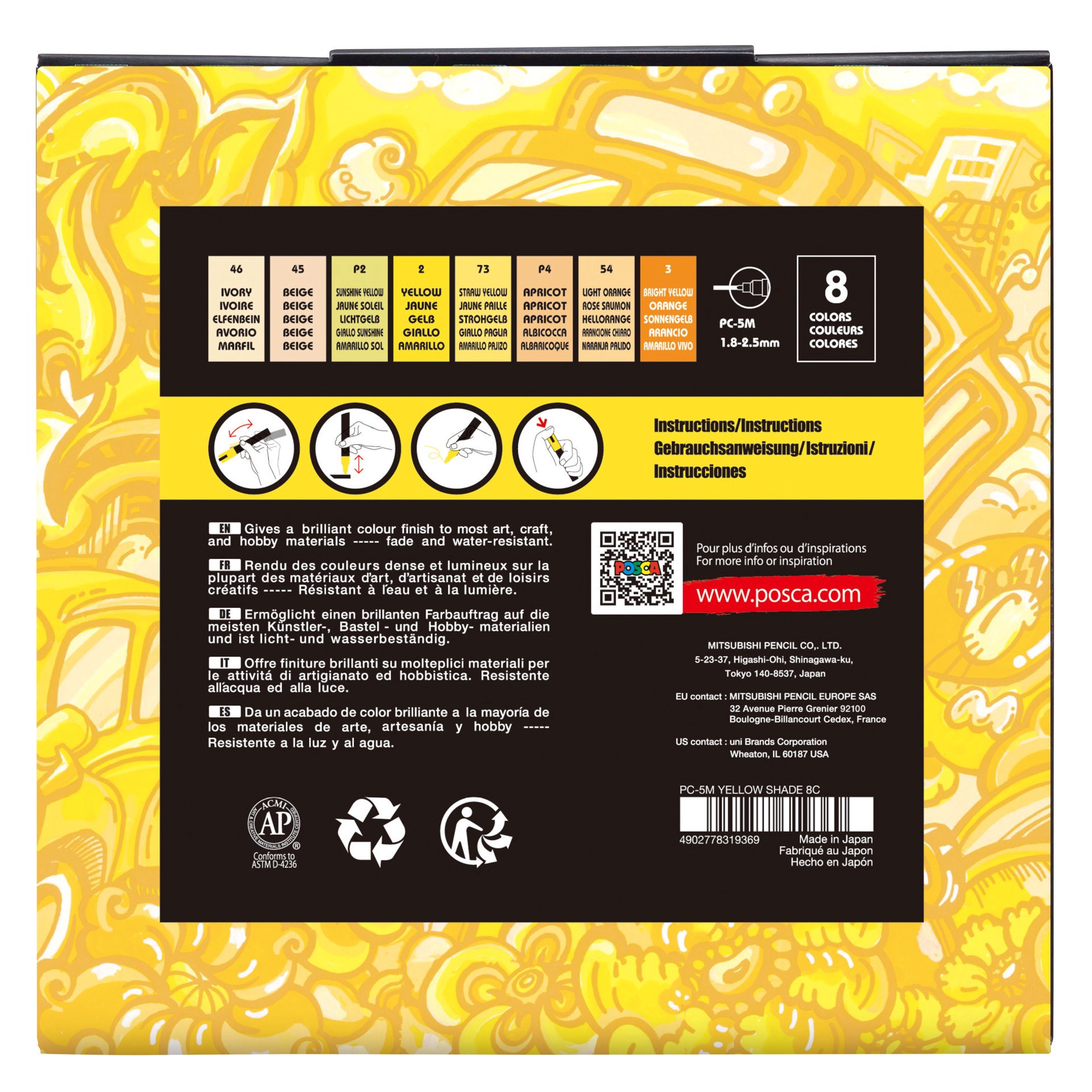 slide 4 of 8, Uni Posca Posca Pc5m Color Shades Medium Bullet Tip Paint Markers, 1.8mm-2.5mm