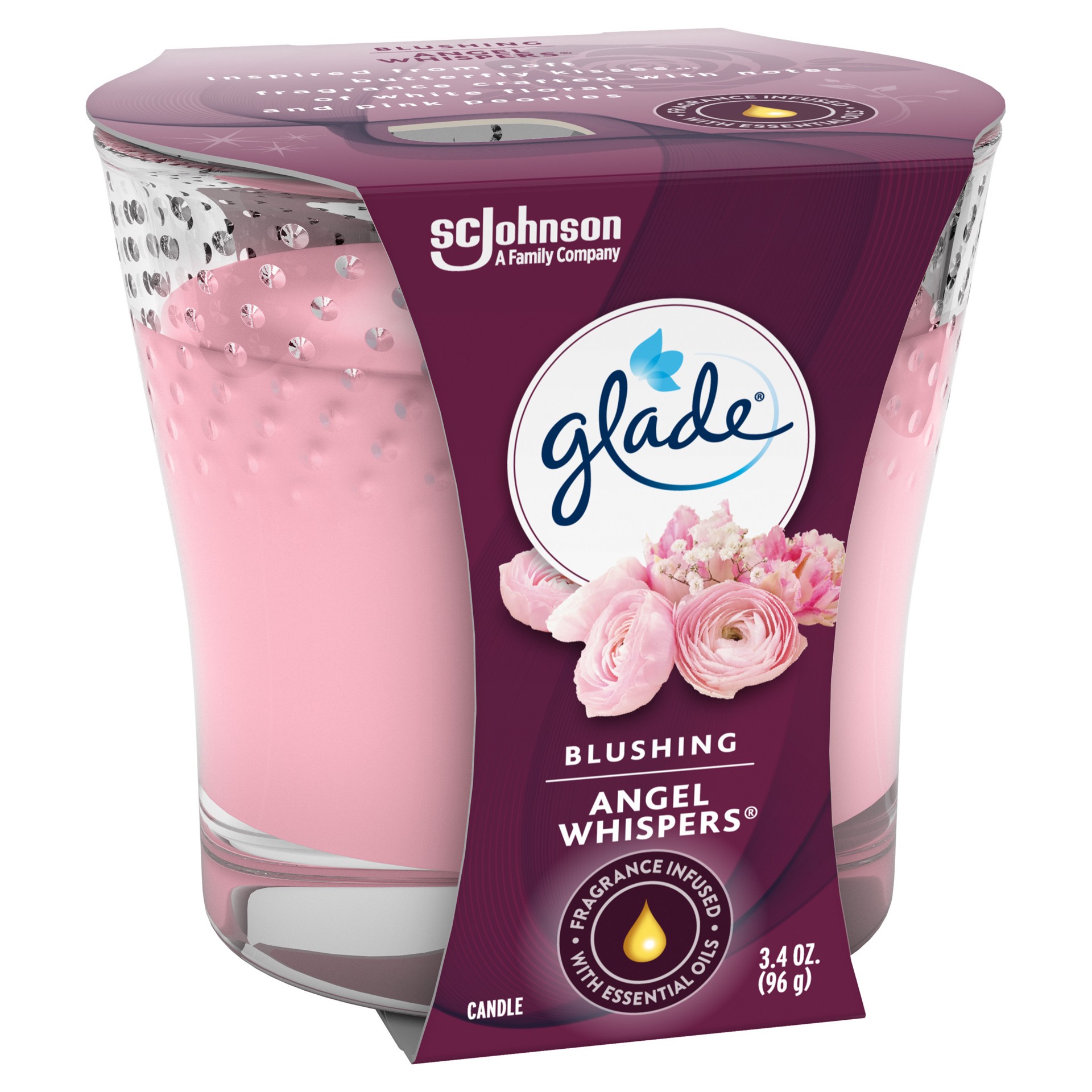 slide 5 of 5, Glade Scented Candle Jar, Angel Whispers Scent, Fragrance Infused with Essential Oils, 3.4 oz, 3.4 oz