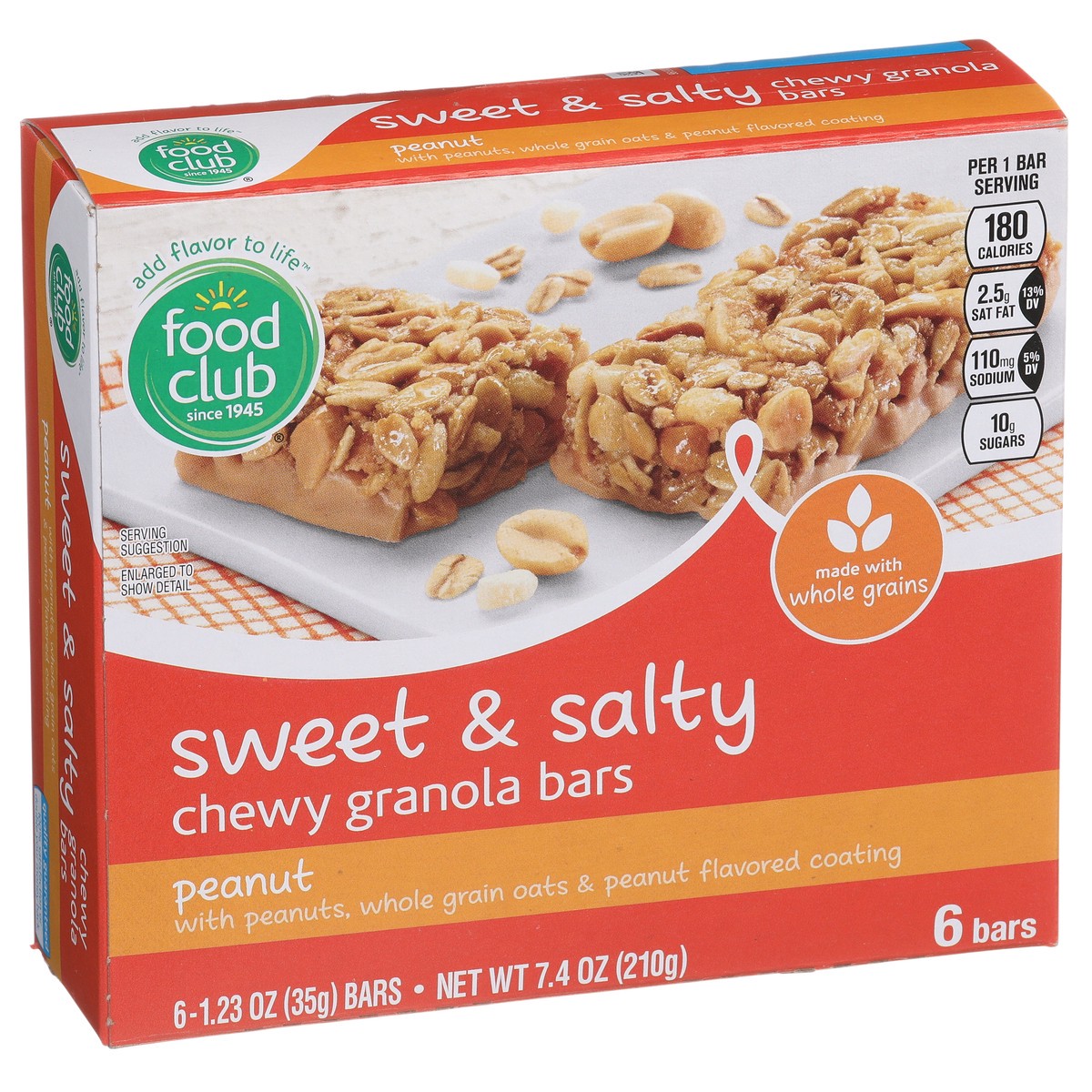 slide 2 of 9, Food Club Peanut Sweet & Salty Chewy Granola Bars, 6 ct; 7.4 oz