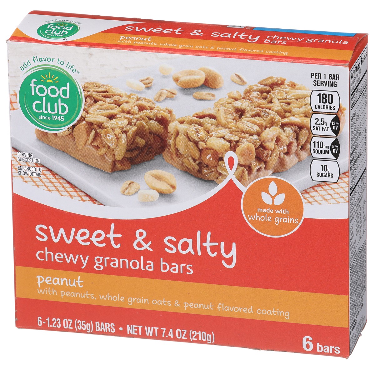 slide 3 of 9, Food Club Peanut Sweet & Salty Chewy Granola Bars, 6 ct; 7.4 oz