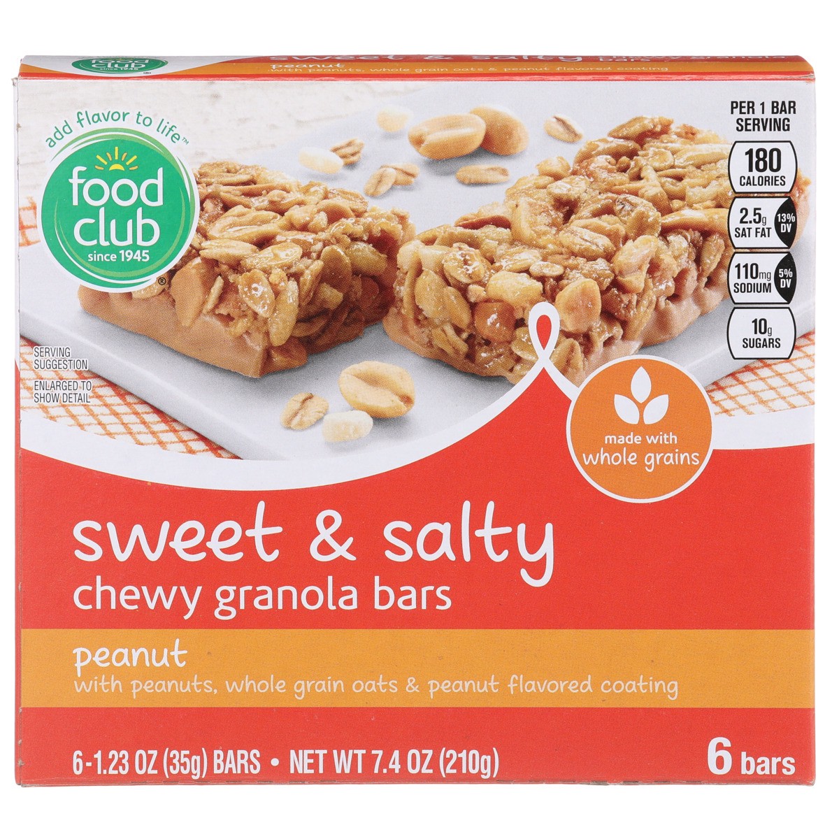 slide 8 of 9, Food Club Peanut Sweet & Salty Chewy Granola Bars, 6 ct; 7.4 oz