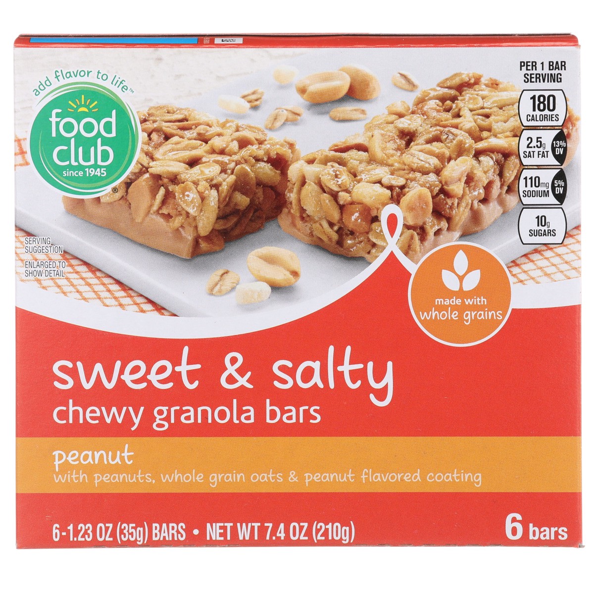 slide 9 of 9, Food Club Peanut Sweet & Salty Chewy Granola Bars, 6 ct; 7.4 oz